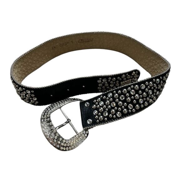B.B. SIMON Fur and Crystal Embellished Western Belt Size Large - Picture 2 of 15
